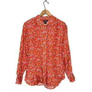 J. Crew | Classic-fit Drape Cupro Shirt In Pink Floral Size 4